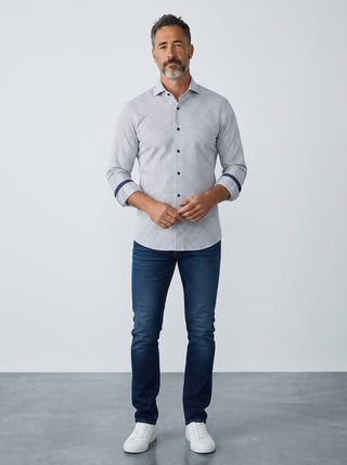 Emanuel Berg - Byron - Chemise manches longues à carreaux Albini 4Flex - Modern Fit - Medium Grey