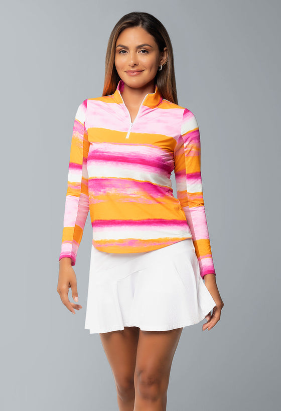 Ibkül - Amy Print Long Sleeve Mock Neck Top – 10088