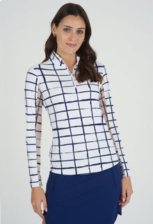  Ibkül - Cordova Print Long Sleeve Mock Neck Top – 10495