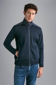  Paul & Shark - Cardigan zip de laine avec appliqués de nylon Typhoon - LE CAPITAINE D'A BORD