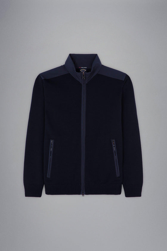 Paul & Shark - Cardigan zip de laine avec appliqués de nylon Typhoon - LE CAPITAINE D'A BORD
