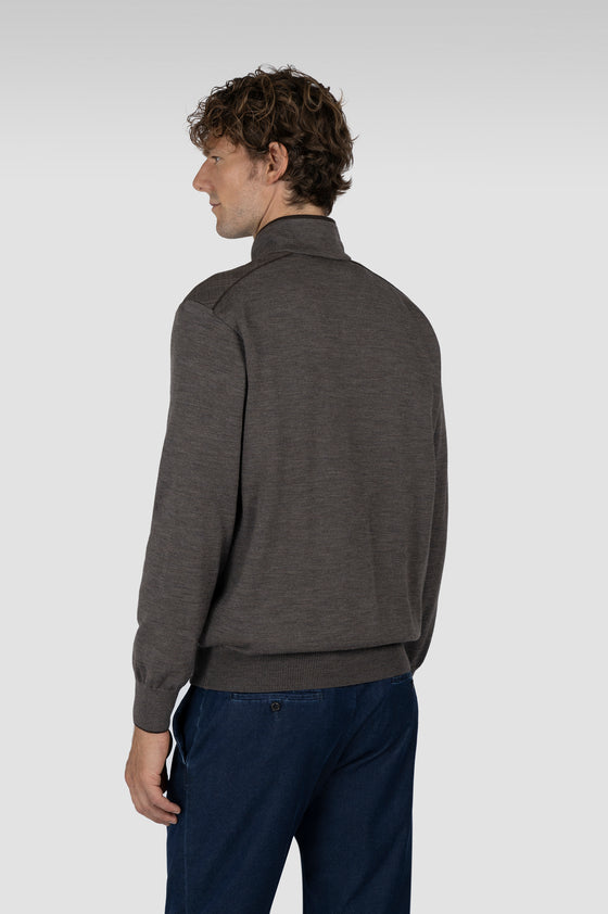 Paul & Shark - Chandail col zip de laine avec appliqués Loro Piana Rain System©