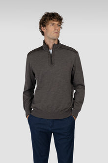  Paul & Shark - Chandail col zip de laine avec appliqués Loro Piana Rain System©