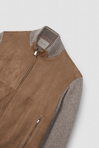 Paul & Shark - Cardigan de suede avec tricot de laine et cachemire