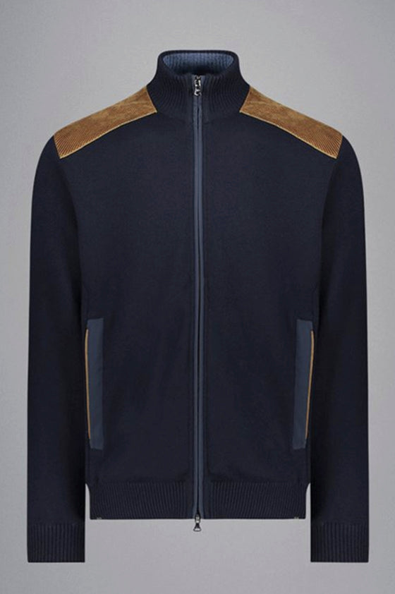 Paul & Shark - Cardigan de laine avec appliqués de velours cordé