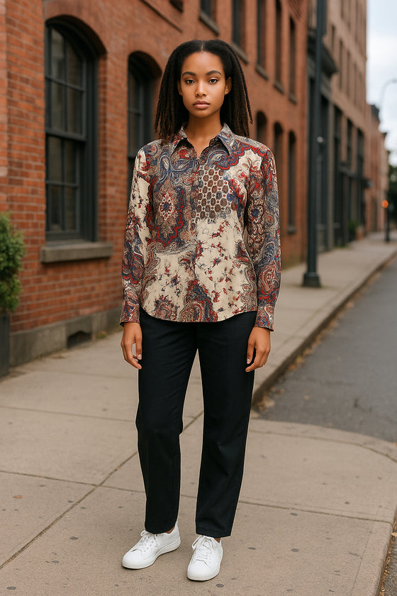 VLT's by Valentina's - 24-614 - Blouse à motif paisley manches longues de viscose