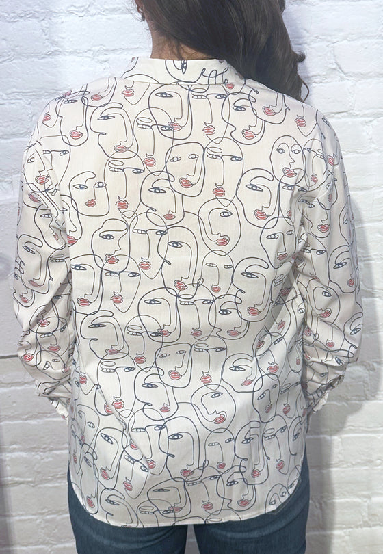 VLT's by Valentina's - 24-67 - Blouse manches longues de coton ave motif visages