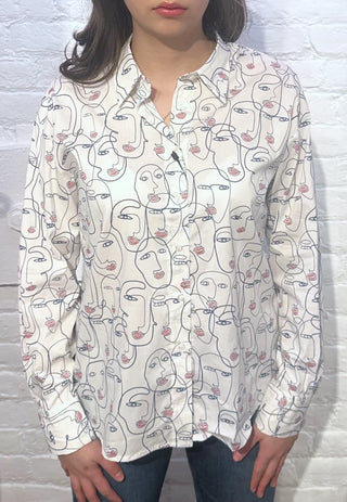VLT's by Valentina's - 24-67 - Blouse manches longues de coton ave motif visages