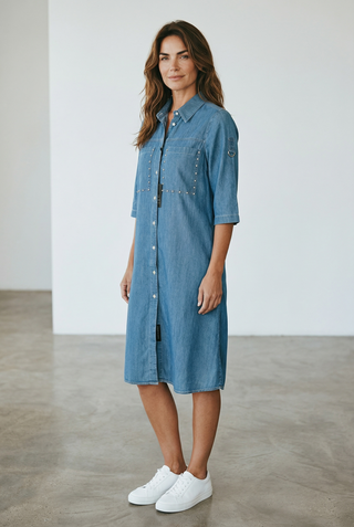 VLT's by Valentina's - 25-318 - Robe longue de jeans avec cristaux