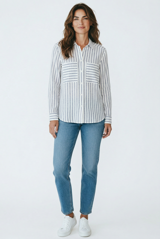 VLT's by Valentina's - 25-44M - Blouse rayée manches longues de lin et coton