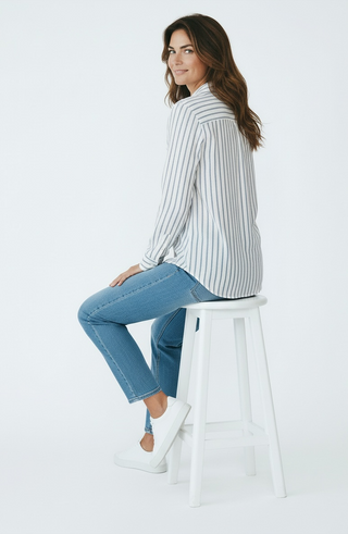 VLT's by Valentina's - 25-44M - Blouse rayée manches longues de lin et coton
