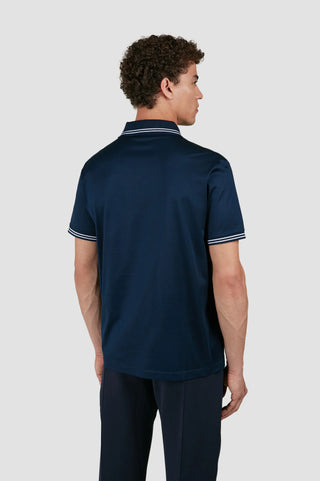 Paul & Shark - Polo manches courtes de coton double mercerisé avec rayures au col