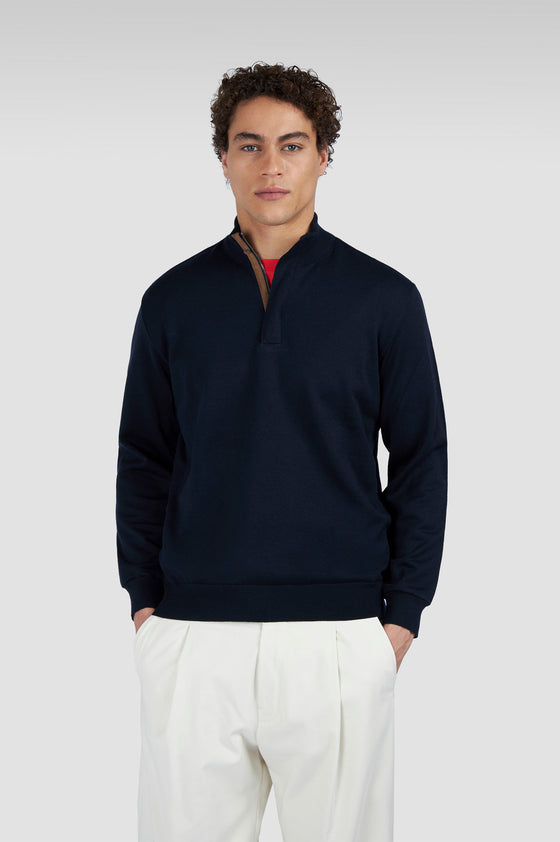 Paul & Shark - Chandail col zip de laine avec Alcantara®