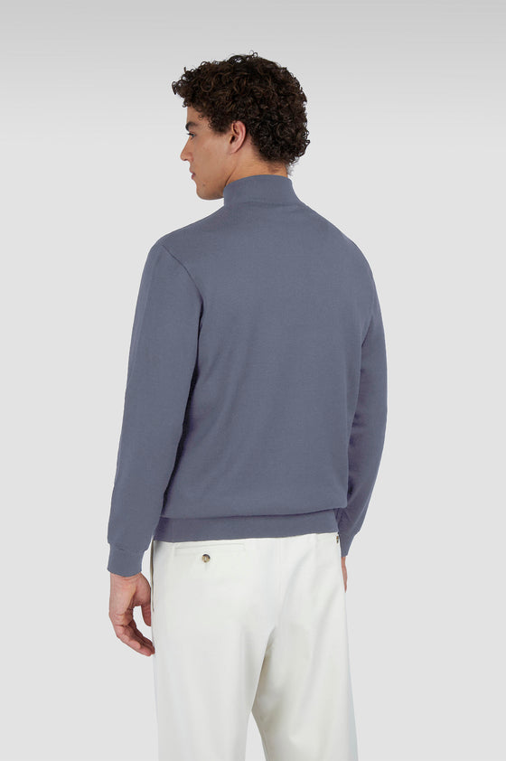 Paul & Shark - Chandail col zip de laine d'été avec Alcantara®