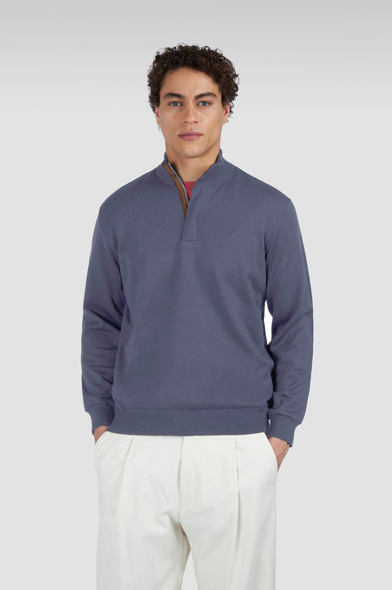 Paul & Shark - Chandail col zip de laine d'été avec Alcantara®