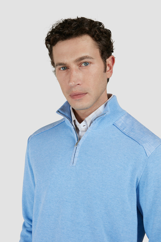 Paul & Shark - Chandail col zip de coton Fresco avec appliqués de lin