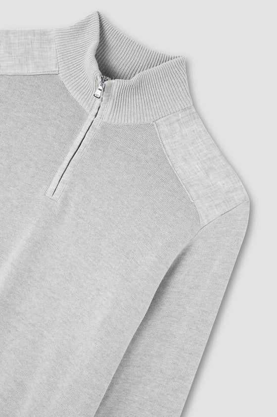 Paul & Shark - Chandail col zip de coton Fresco avec appliqués de lin