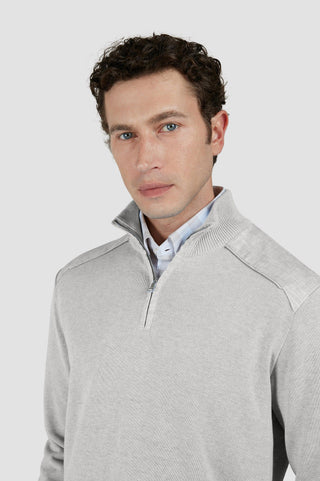 Paul & Shark - Chandail col zip de coton Fresco avec appliqués de lin