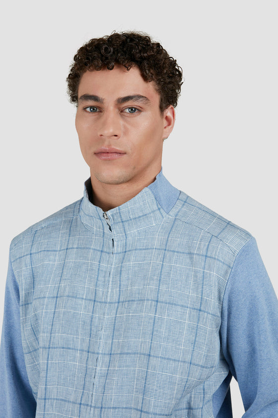 Paul & Shark - Cardigan zippé en lin écossais et coton