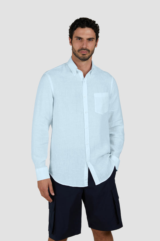 Paul & Shark - Chemise de lin manches longues unie