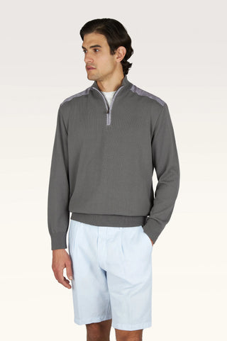 Paul & Shark - Chandail col zip de coton Fresco avec appliqués de lin
