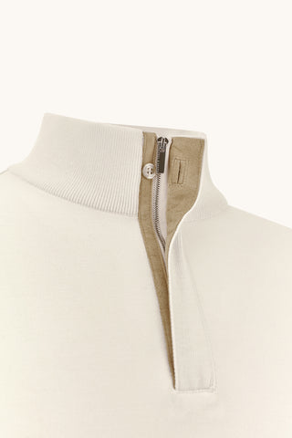 Paul & Shark - Chandail col zip de laine avec Alcantara®