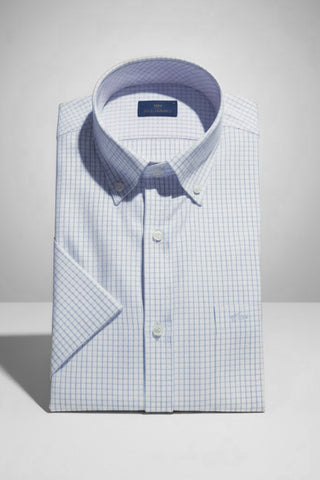 Paul & Shark - Chemise manches courtes à carreaux de coton poplin