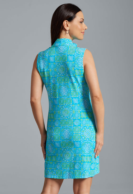 Ibkül - Colette Print Sleeveless Mock Neck Dress - 58090