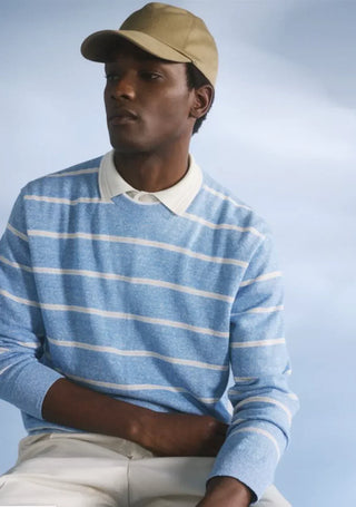 Paul & Shark - Chandail rayé col rond de lin et coton Urukai