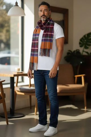 Hemley - Foulard à carreaux de laine et cachemire