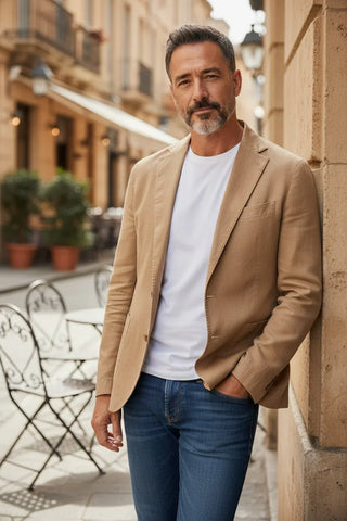 Emanuel Berg - Veston délavé mélange coton et soie 2-Button D-Constructed Jacket - Medium Brown