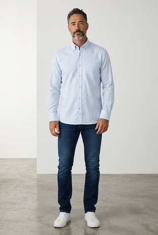Paul & Shark - Chemise herringbone de coton Silver Collection