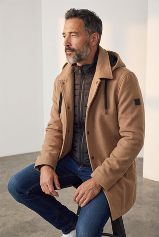 Digel - Damien - Manteau de laine avec capuchon et col détachable