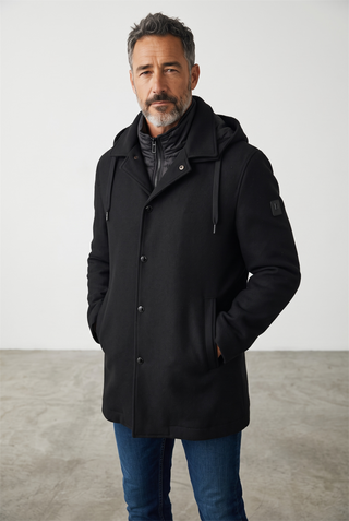Digel - Damien - Manteau de laine avec capuchon et col détachable