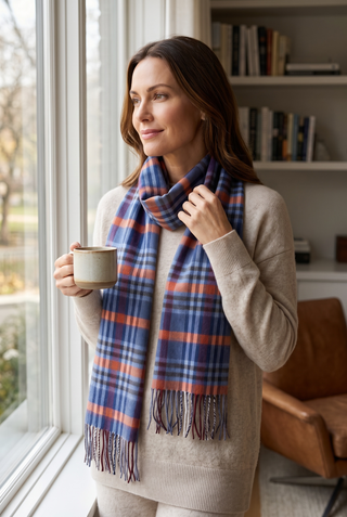 Hemley - Foulard à carreaux de laine et cachemire