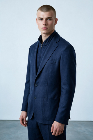 Emanuel Berg - Alberto - Veston de laine et cachemire D-Constructed - Dark Blue
