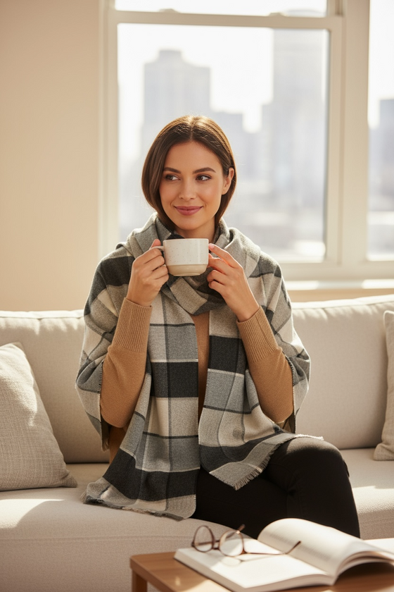 Hemley - Foulard à carreaux de cachemire