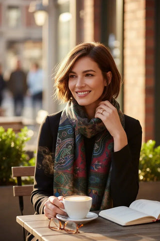 Hemley - Foulard floral de laine et cachemire