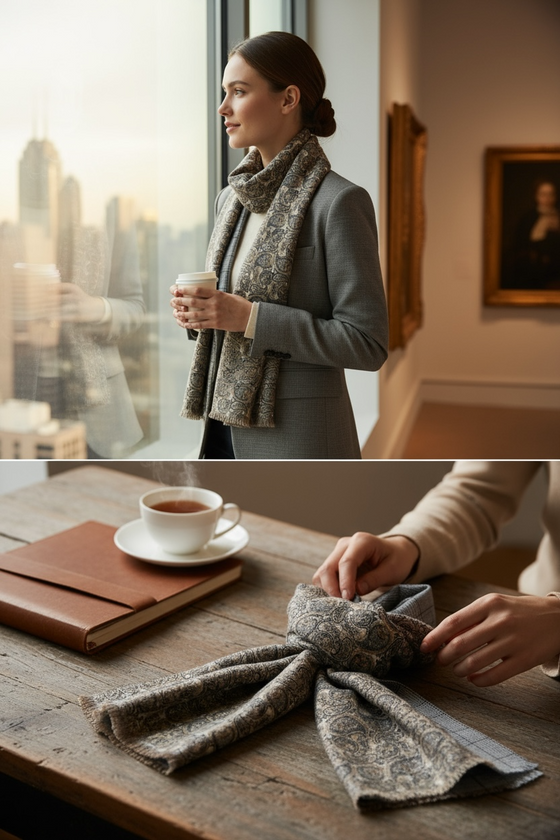 Hemley - Foulard paisley de laine réversible