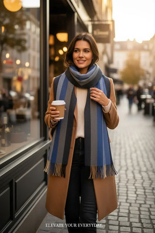 Hemley - Foulard à rayures de laine et cachemire