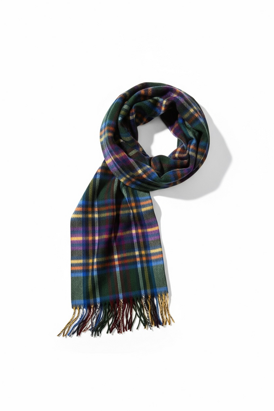 Hemley - Foulard à carreaux de laine et cachemire