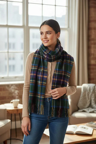 Hemley - Foulard à carreaux de laine et cachemire