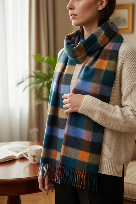 Hemley - Foulard à carreaux de cachemire