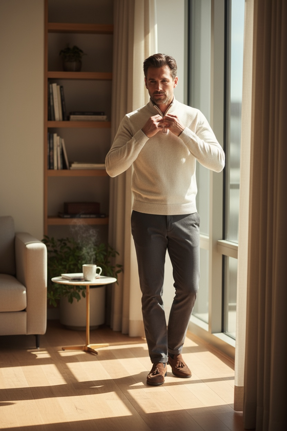 Emanuel Berg - Chandail col zip de laine mérinos extrafine