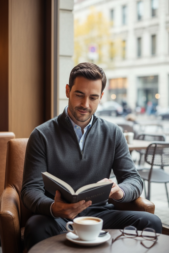 Emanuel Berg - Chandail col zip de laine mérinos extrafine