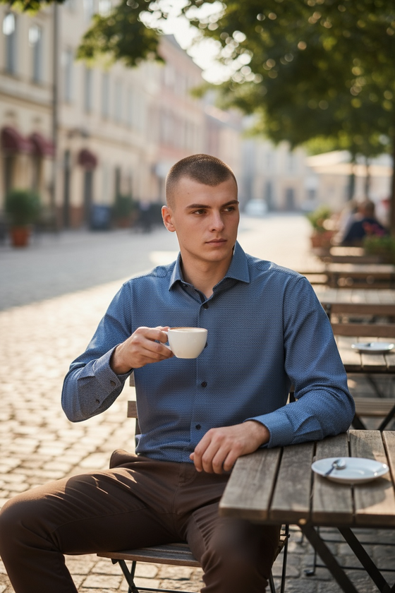 Emanuel Berg - Byron - Chemise manches longues unie Albini 4Flex - Modern Fit - Marine