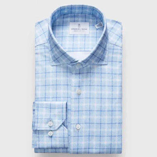Emanuel Berg - Byron - Chemise manches longues à carreaux Albini 4Flex - Modern Fit - Bleu