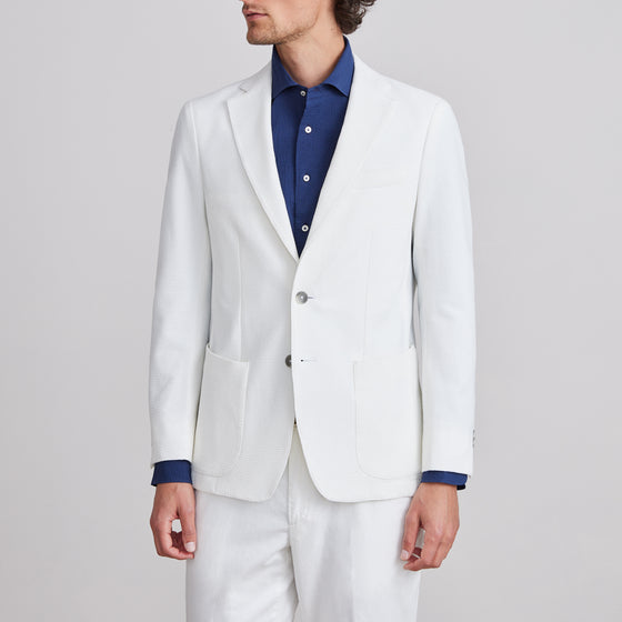 Emanuel Berg - Seersucker 2-Button D-Constructed Shirt Jacket - Blanc