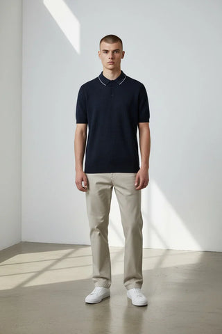 Emanuel Berg - Polo manches courtes de coton gauffré