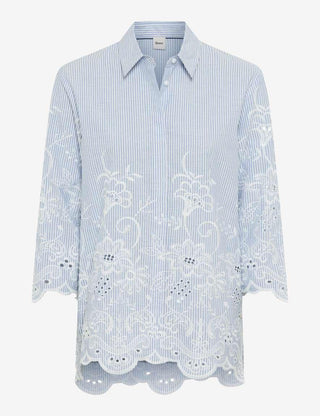 BRAX - Vicki - Blouse de coton à rayures et broderies